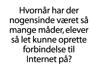 Hvornår har der nogensinde været så mange måder, elever kunne oprette forbindelse til Internet på?