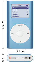 iPod mini-størrelse.