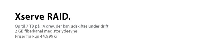 The Xserve RAID. Up to 7TB in 14 hot-swap drives. High-performance 2Gb Fibre Channel.