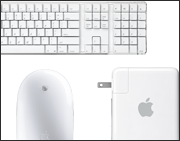Trådløst tastatur og Mighty Mouse. Airport Express.