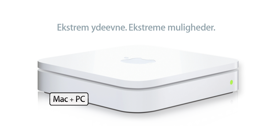 Den helt nye AirPort Extreme. Den nemmeste måde at få et trådløst drømmehjem på.