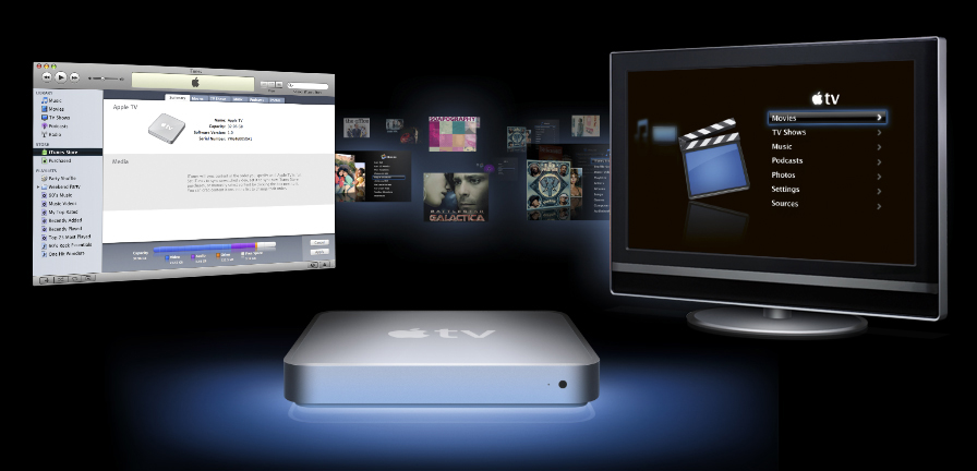 Apple TV synkroniserer iTunes-indhold til dit tv.