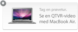 Tag en prøvetur. Se en QTVR-video med MacBook Air.