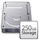 250 GB lagringskapacitet