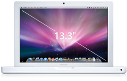 15” MacBook med skærm.