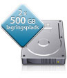 2 x 500 GB 
lagringsplads