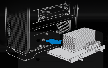 Diagram, der viser, hvordan man installerer PCI-kort i Mac Pro