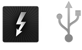 Thunderbolt and USB logos